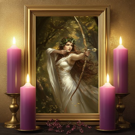 Poster Artemis Déesse Grecque Forêt Enchantée Archer