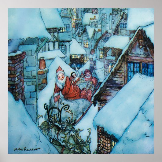 Poster Arthur Rackham illustration de la veille de Noël (Devant)