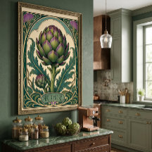 Artichaut vintage de style Art nouveau pour la cui
