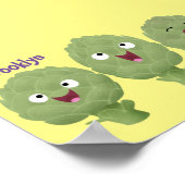 Poster Artichauts chantants mignons dessin animé végétal (Coin)