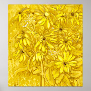 Poster Artichauts de Jérusalem Fleurs d'été Floral Golden