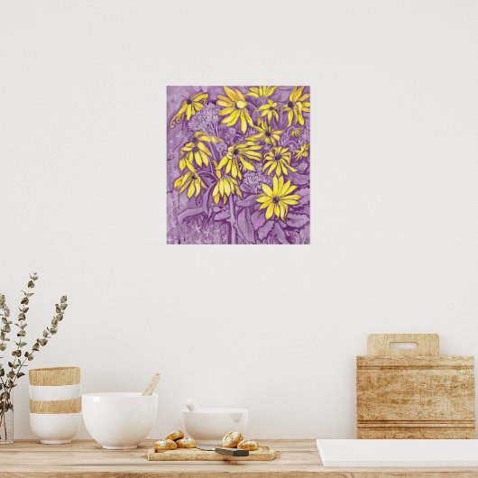 Poster Artichauts de Jérusalem Tournesol Floral Peinture (Cuisine)