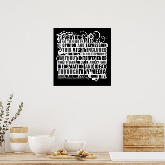 Poster Article 19 Citation (B&W) (Cuisine)