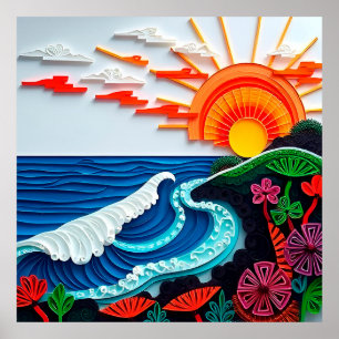 Poster Artisanat coloré en papier enroulé