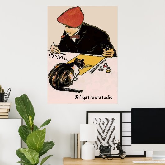 Poster Artiste avec chat, modifier le texte (Bureau à domicile)