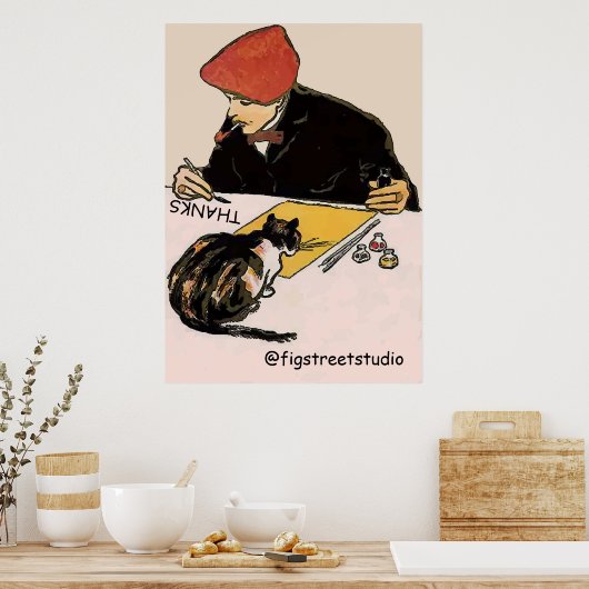 Poster Artiste avec chat, modifier le texte (Cuisine)