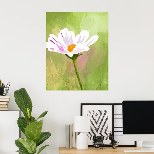Poster Artiste Fleur Cosmos Blanc (Bureau à domicile)