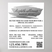 Poster Artiste maquillage brosse en argent Script (Devant)