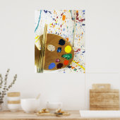 Poster Artistes Peinture Splatter et Palette de Peinture (Cuisine)