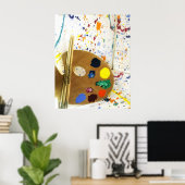 Poster Artistes Peinture Splatter et Palette de Peinture (Bureau à domicile)