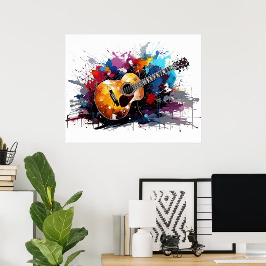 Poster Artistic Abstract Guitar Music Lover's Art (Bureau à domicile)