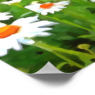 Poster Artistic Bright and Colorful White Garden Daisies