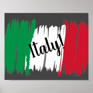 Poster Artistic Brushstroke Italy Flag