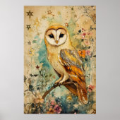 Poster Artistic illustration of a barn owl, (Devant)