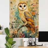 Poster Artistic illustration of a barn owl, (Bureau à domicile)