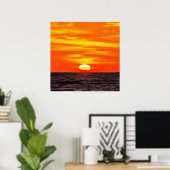 Poster Artistic Orange Aegean Sunset Akyaka (Bureau à domicile)
