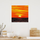 Poster Artistic Orange Aegean Sunset Akyaka (Cuisine)