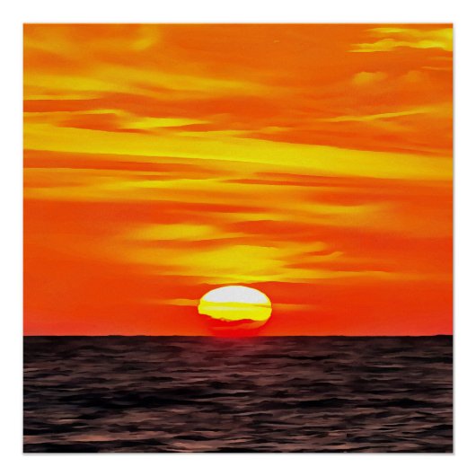 Poster Artistic Orange Aegean Sunset Akyaka (Devant)