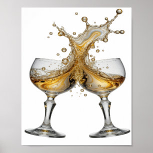 Poster Artistic Silver WHISKY SPLASH