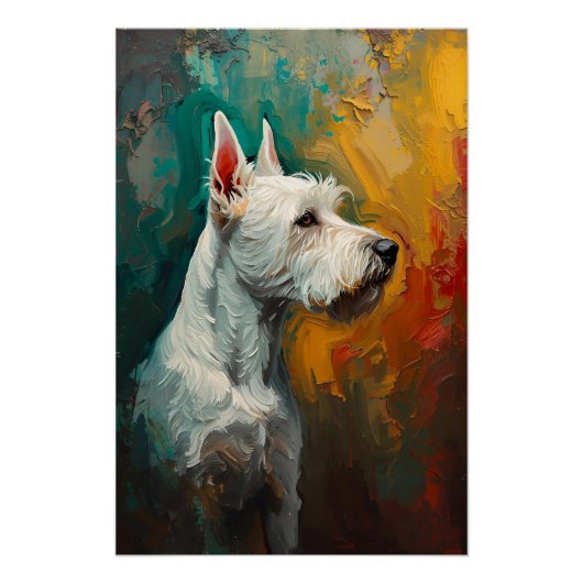 Poster Artistic Terrier Dog Portrait Vibrant Oil Painting (Devant)