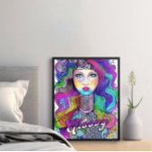 Poster artistique Super femme active psychédélique