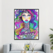 Poster artistique Super femme active psychédélique