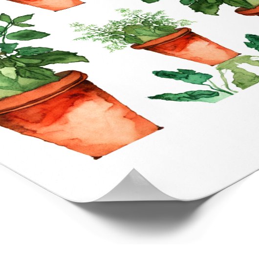 Poster Arts & Crafts Kitchen Herbs Pattern (Coin)