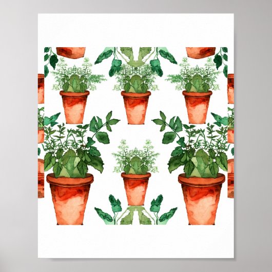 Poster Arts & Crafts Kitchen Herbs Pattern (Devant)