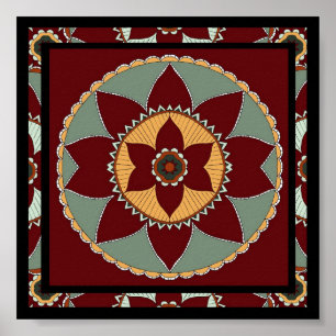 Poster Arts et artisanat Fleur Mandala-print