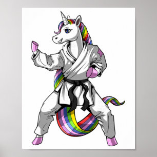 Poster Arts martiaux de karaté ninja licorne Judo Kickbox