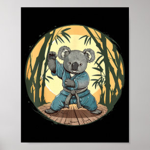 Poster Arts martiaux de koala de kickboxing Karaté Jiu-Ji
