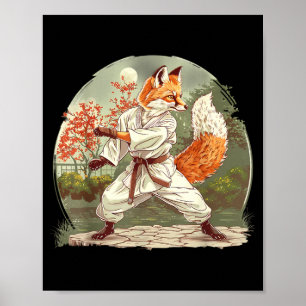 Poster Arts Martiaux Judo Fox Nature Kickboxing Taekwondo