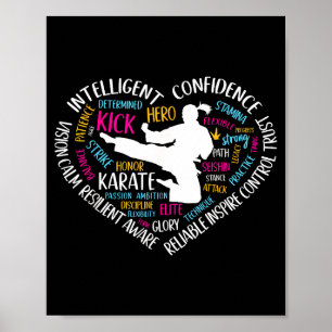 Poster Arts martiaux pour adolescentes Karaté cœur