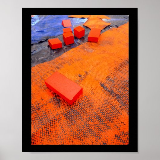 Poster Arts Plastiques Orange Et Bleu Abstraits (Devant)