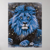 *~* Artsy Abstrait Bold Celestial LION AP23 Bleu