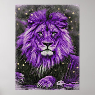 Poster *~* Artsy Abstrait Bold Celestial LION AP23 Violet