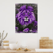 Poster *~* Artsy Abstrait Bold Celestial LION AP23 Violet (Cuisine)