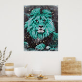 Poster *~* Artsy Abstrait Bold TURQUOISE Céleste LION AP2 (Cuisine)