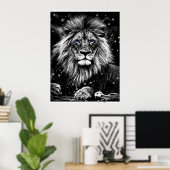 Poster *~* Artsy AP23 ARGENT celestial artistique LION (Bureau à domicile)