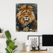 Poster *~* Artsy AP23 Artistic Celestial LION BOLD Postc (Bureau à domicile)