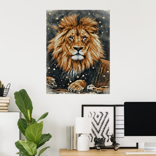 Poster *~* Artsy AP23 Artistic Celestial LION BOLD Postc (Bureau à domicile)