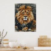 Poster *~* Artsy AP23 Artistic Celestial LION BOLD Postc (Cuisine)