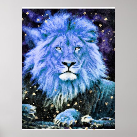 Poster *~* Artsy AP23 Bleu céleste artistique LION (Devant)