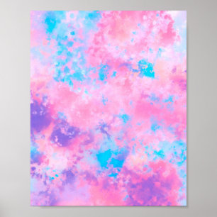 Poster Artsy Girly Rose Bleu Abstrait peinture Splatter A