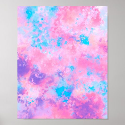 Poster Artsy Girly Rose Bleu Abstrait peinture Splatter A (Devant)