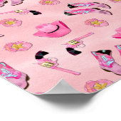 Poster Artsy mignonne fille rose Turquoise fille aquarell (Coin)