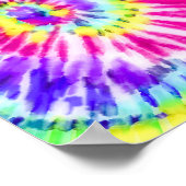 Poster Artsy Neon Rainbow Tie Dye Motif d'aquarelle (Coin)