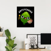 Poster Artsychoke Funny Veggie Artichoke Pun Dark BG (Bureau à domicile)