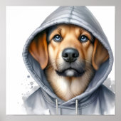 Poster Artwork d'aquarelle Chien Brown dans un Sweat - sh (Devant)