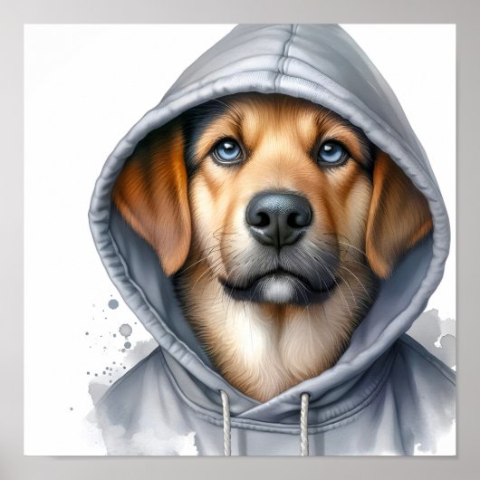 Poster Artwork d'aquarelle Chien Brown dans un Sweat - sh (Devant)